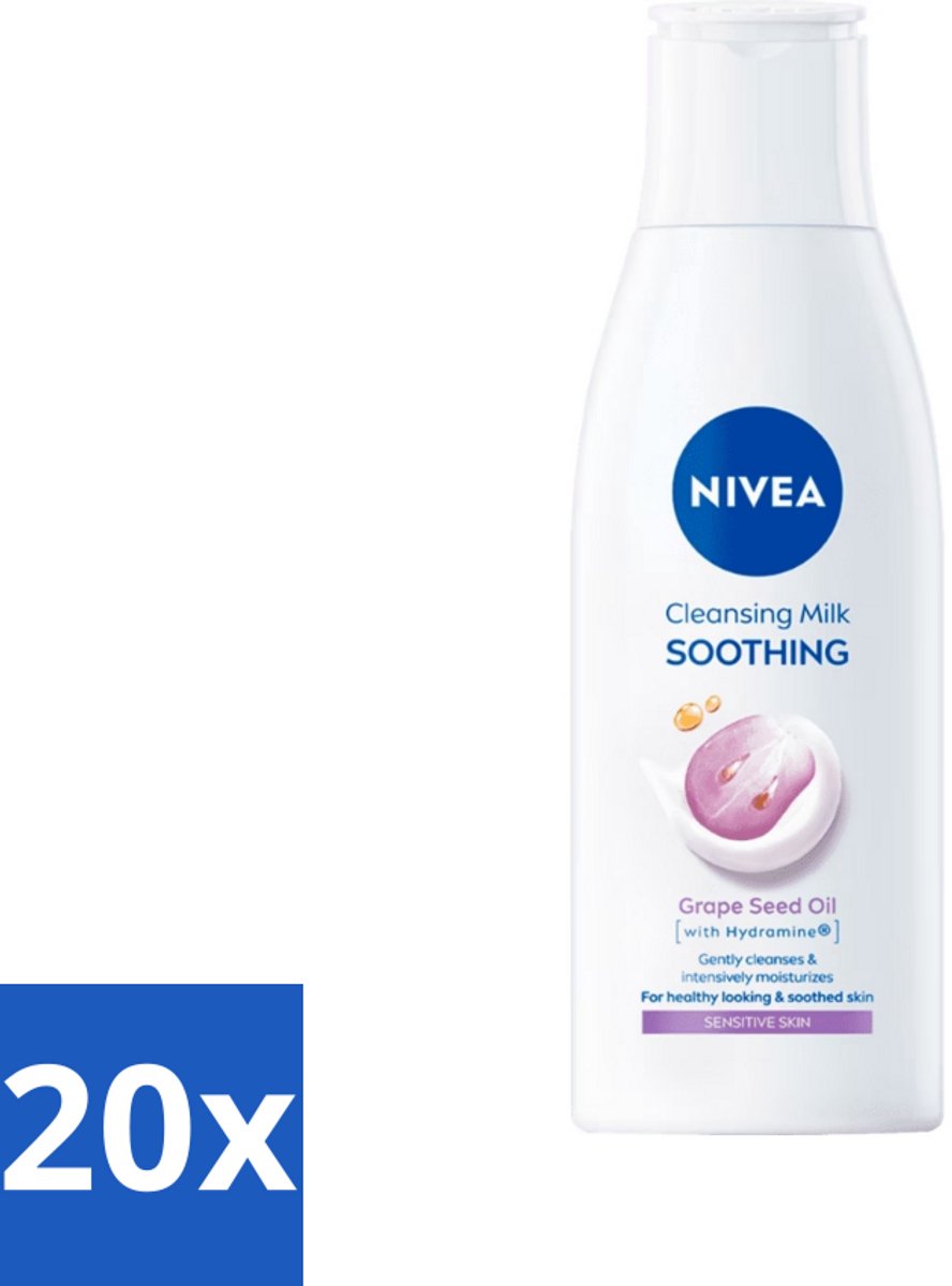 NIVEA - Reinigingsmelk - Gevoelig - Reinigt Zachtjes - Hydrateert Intensief - 200 ml - Bulkverpakking - 20 stuks
