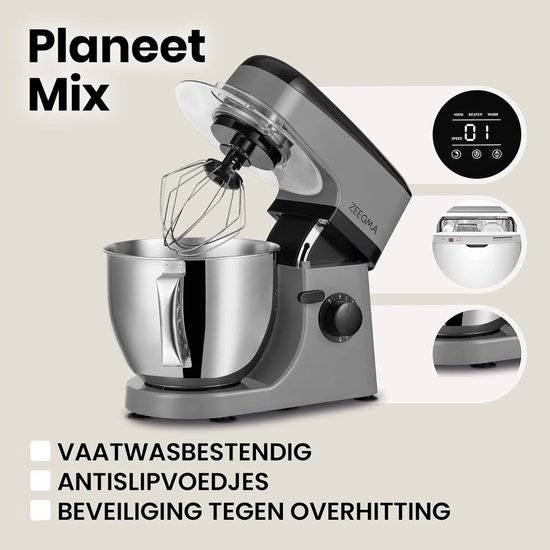 Multifunctionele Kneedmachine 1800W met Touchscreen en 5L Kom van Tristar — afbeelding 5
