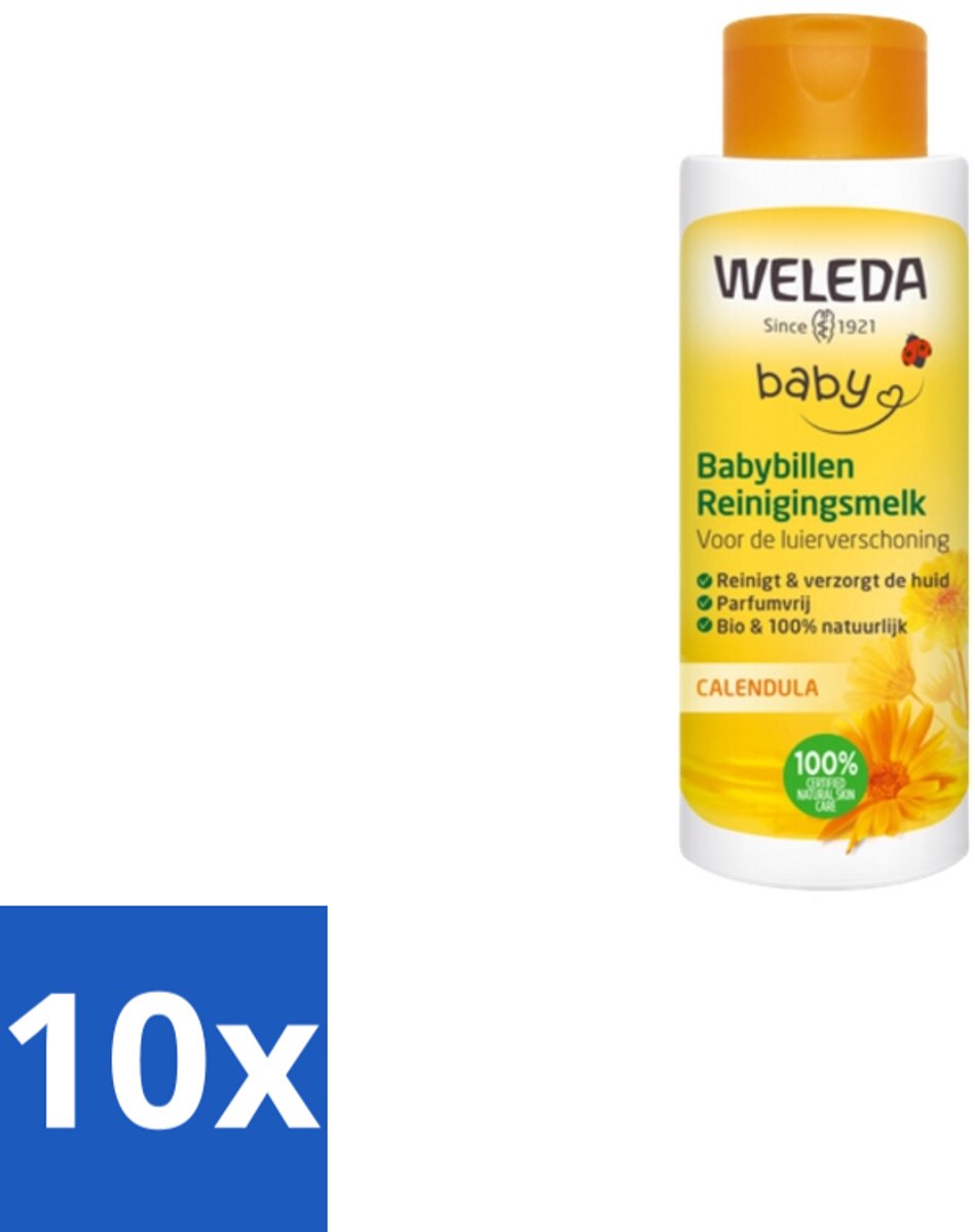Image of 10 x WELEDA - Reinigingsmelk - Babybillen Calendula - 400 ml - Biologische Ingrediënten - Gevoelige Huid - Luieruitslag - Weleda