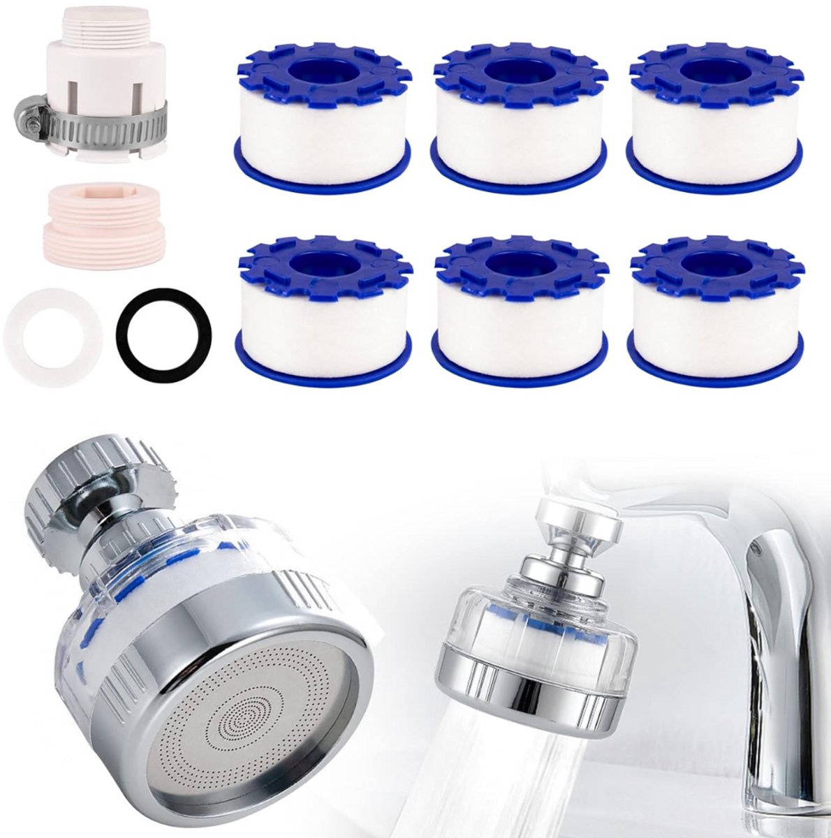 SCH® Waterfilter kraan - Waterfilter - Zilver - 5cm x 5cm x 7cm