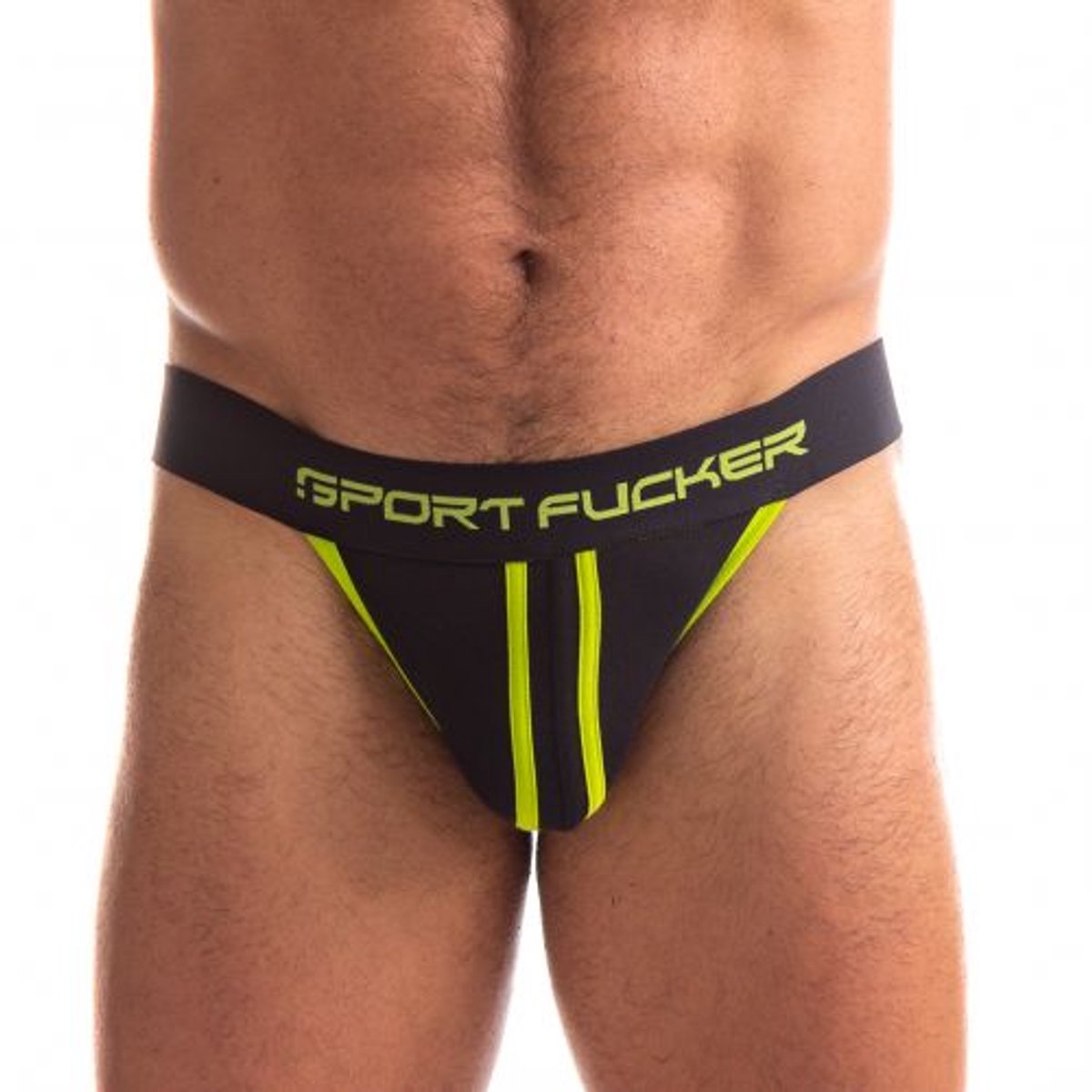 Sport Fucker - Jersey Jockstrap Herenslip - Zwart/Geel L