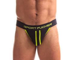 Sport Fucker - Jersey Jockstrap Herenslip - Zwart/Geel L