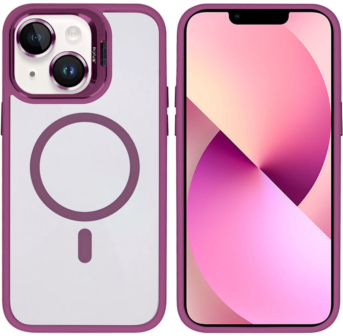 Rixus Classic 03 Case With MagSafe For Apple iPhone 13 Dark Pink