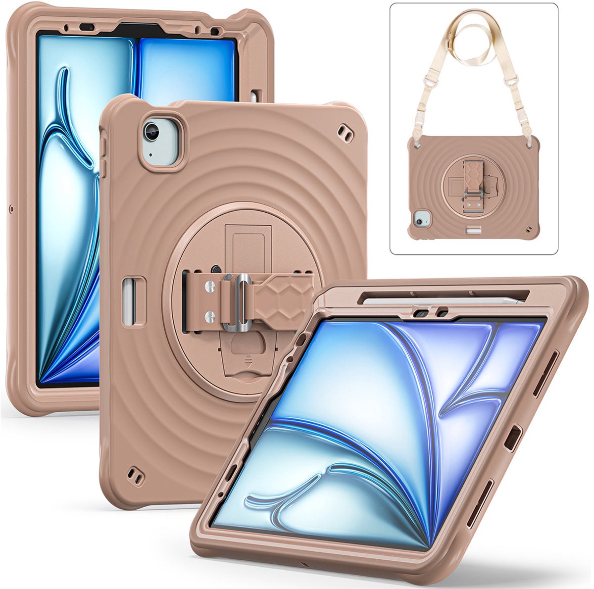 Rixus RXTC08 Anti Shock Case For Apple iPad 7, 8, 9 10.2 inch (2019, 2020, 2021) Latte