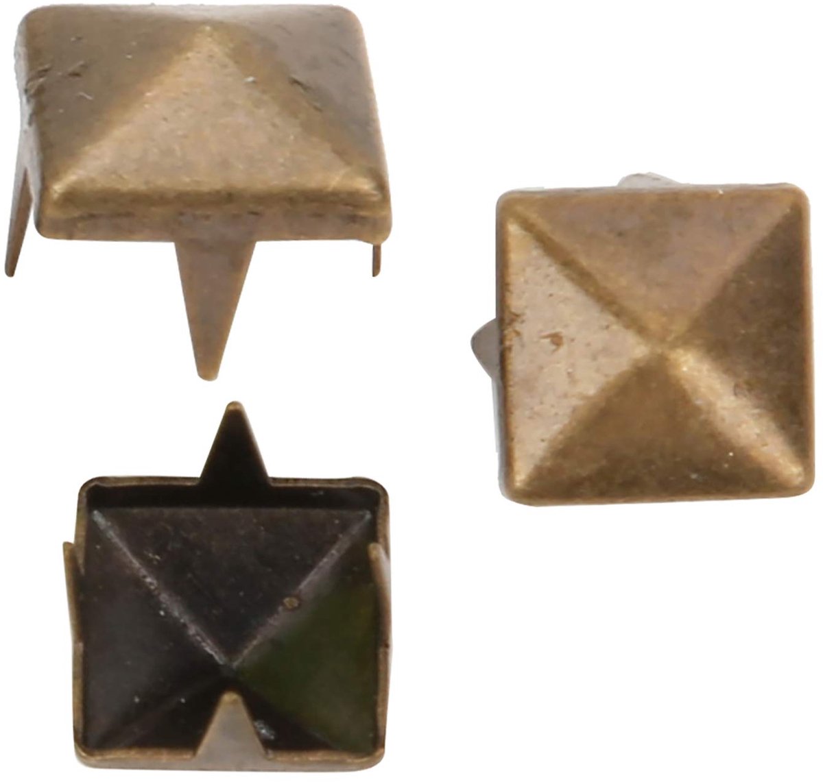 400 sets, vier kaken vierkante spikes, klinknagels, doe-het-zelf leer, spikes, klinknagels, tas, klinknagels, leren kleding, schoenen, klinknagels (5 mm brons)