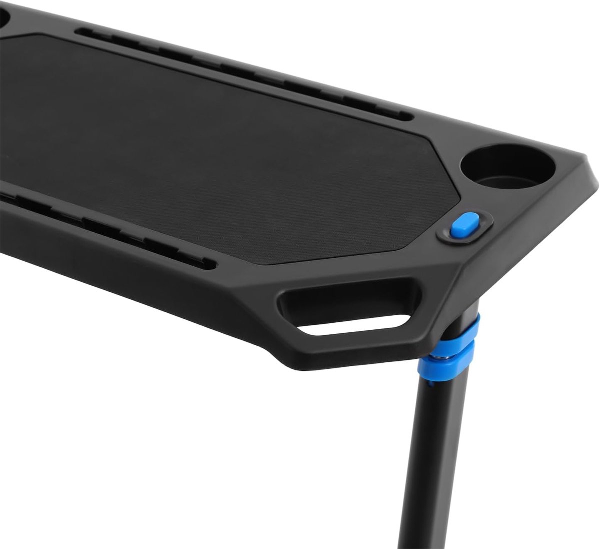Rollentrainer tafel met verstelbare wielen, hoogteverstelling, roltrainer bureau met een antislip rubberen werkblad, 2 uitsparingen voor tablet of smartphone, 2 bekerhouders (Style A