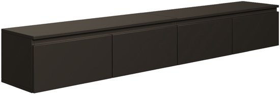 Selsey Bemmi - TV-wandmeubel, zwart, 200 cm