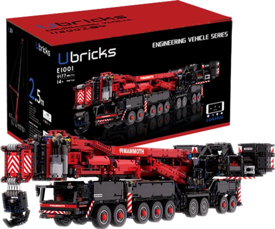 Mould King-Ubricks - E1001 -2,5m -2025 -Liebherr Ltm11200 Mobiele Kraan Model Afstandsbediening Moc 9177 PCS