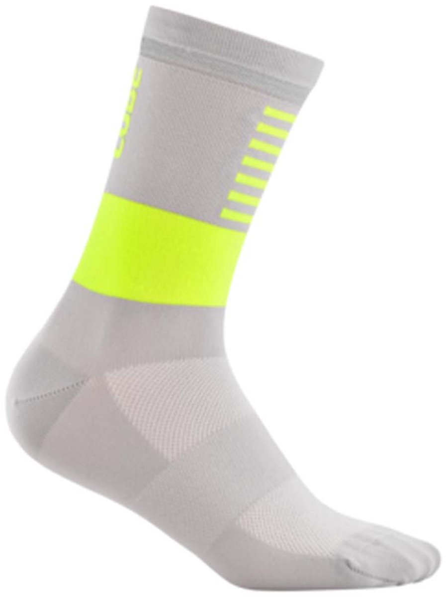 CUBE Sportsokken High Cut Safety - Fietssokken - Cylinderconstructie - Wit/Geel - Maat 44-47