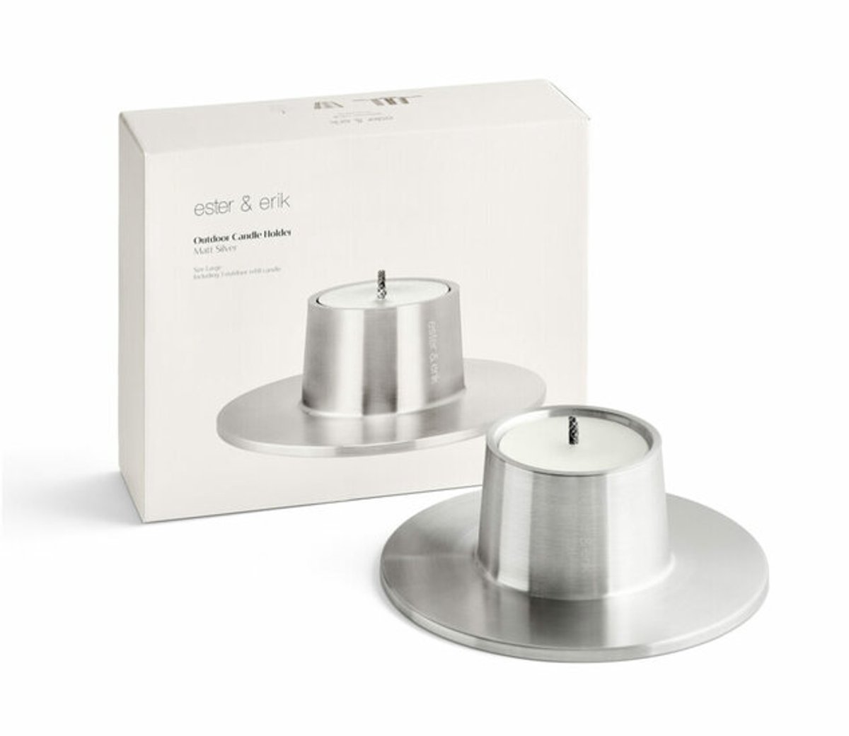 Ester & Erik | Outdoor Candle | Silver | XXL | Refillable | Hervulbaar | Buitenkaars