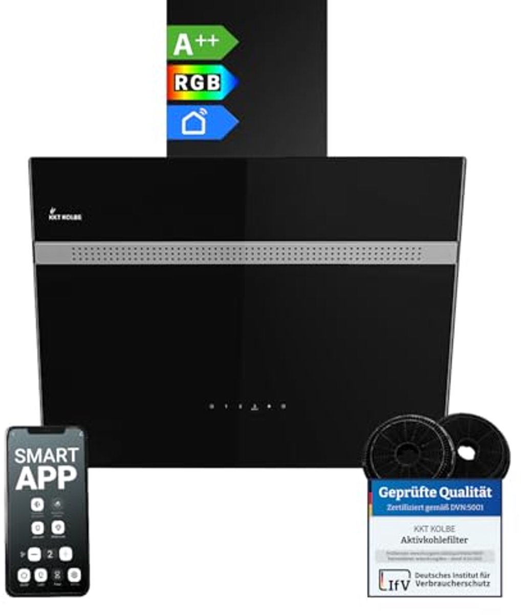 Afzuigkap Wandmontage 60 cm met WiFi en RGBW-LED Verlichting