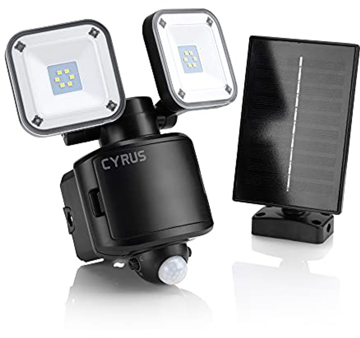 Twin LED Buiten Beveiligingslamp met Zonne-energie en Batterij Backup - PIR Bewegingssensor