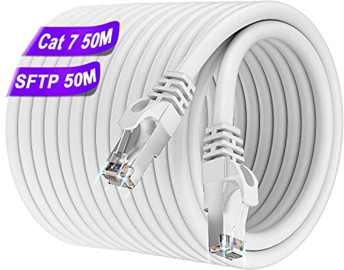 Image of 50 meter Cat7 Ethernet Kabel - Hoge Snelheid, Waterdichte Patchkabel voor Gigabit Internet