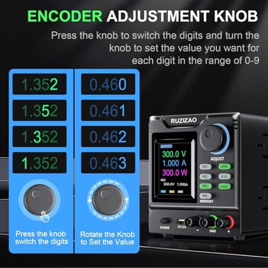 Laboratoriumvoeding GC3010 – 0-32V / 0-10A, 4-digit LED, USB Snelladen, Overstroombeveiliging, 320W