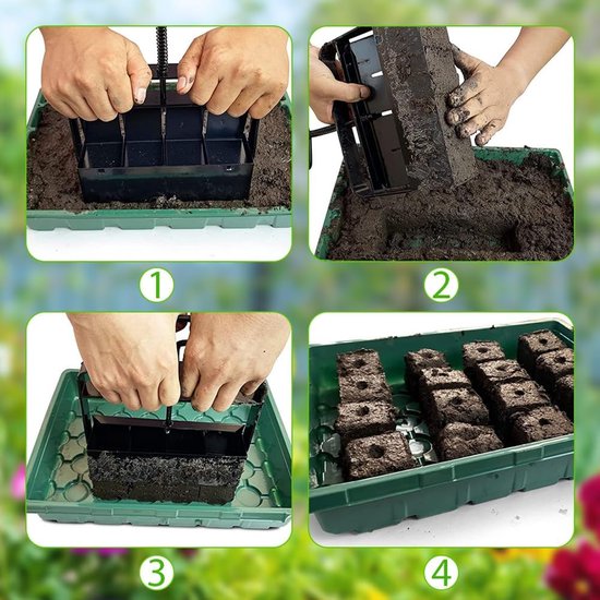 Handmatige Soil Block Maker - Zaailing Blokken Maken, Tuingereedschap voor Planten, Fruit en Groenten - 5×5 cm Zaaiblok Maker van Merkloos	 — afbeelding 2
