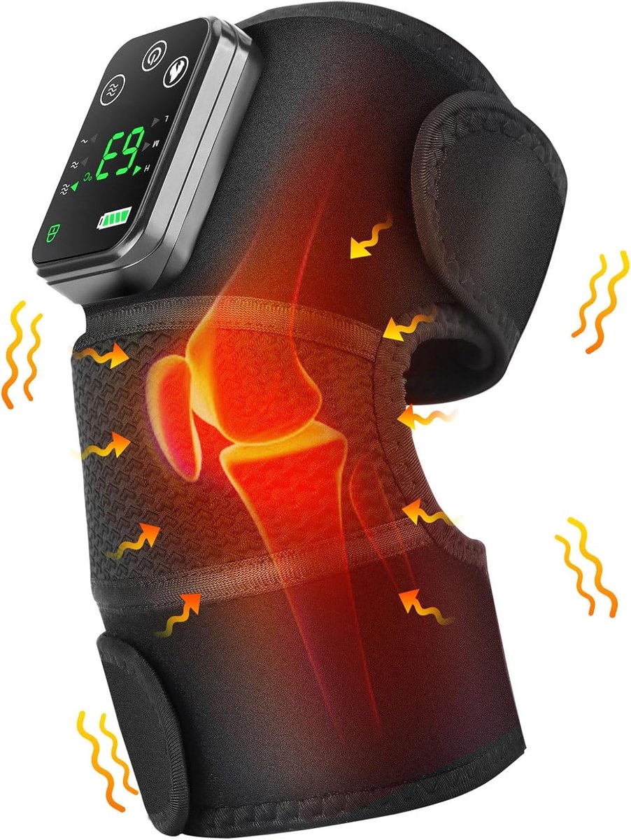 Kniebrace - Knie Massager met Warmte en Trilling, Verwarmingskussen voor Knie Schouder Elleboog, Verwarmde Kniebrace voor Artritis met Massage