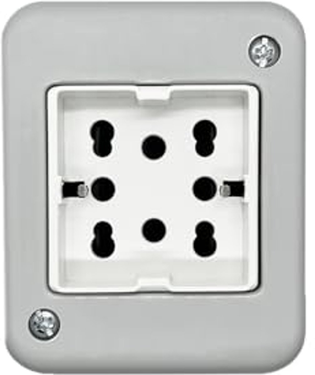 Buitenstopcontact MultiStandard met Schuko en Bistap - IP40, 250V, Grijs