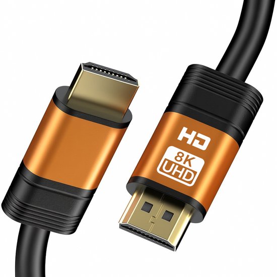 Qost - Premium HDMI Kabel 2.1 - HD High Speed 8K - Oranje - 1.5 Meter - 8K 60Hz - 4K 120Hz - 48 Gbps