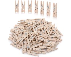 EXCITAT 100 stuks - Wasknijpers - Houten clips - Multifunctioneel - Geschikt voor het bevestigen van foto's, het sluiten van cadeauzakjes, decoratie