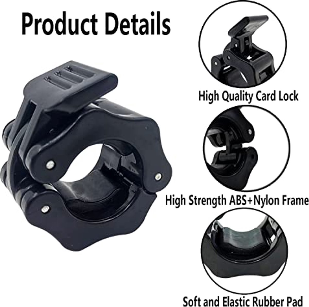 Halterklemmen 4 Stuks met Draagtas - 1 Inch Snelle Ontgrendelings Kraagclips voor Gewichtheffen