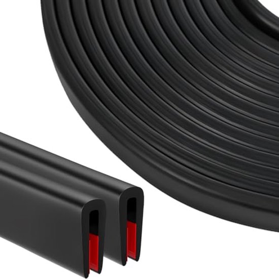 Randbescherming voor platen, 1,5 mm x 3 m, U-vorm, rubber, EPDM, randbeschermprofiel, zelfklevend, rubberen afdichting, zelfklevend, zwart, voor platen, autodeuren, luiken, tafelhoeken