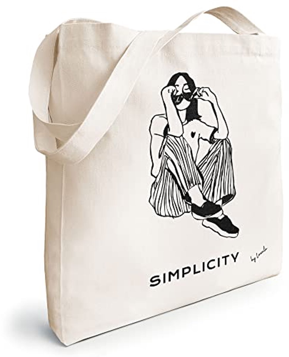 Dames Shopper Canvas Tas - Handgemaakte Tote Bag van Katoen 35 x 42 cm, Extra Breed