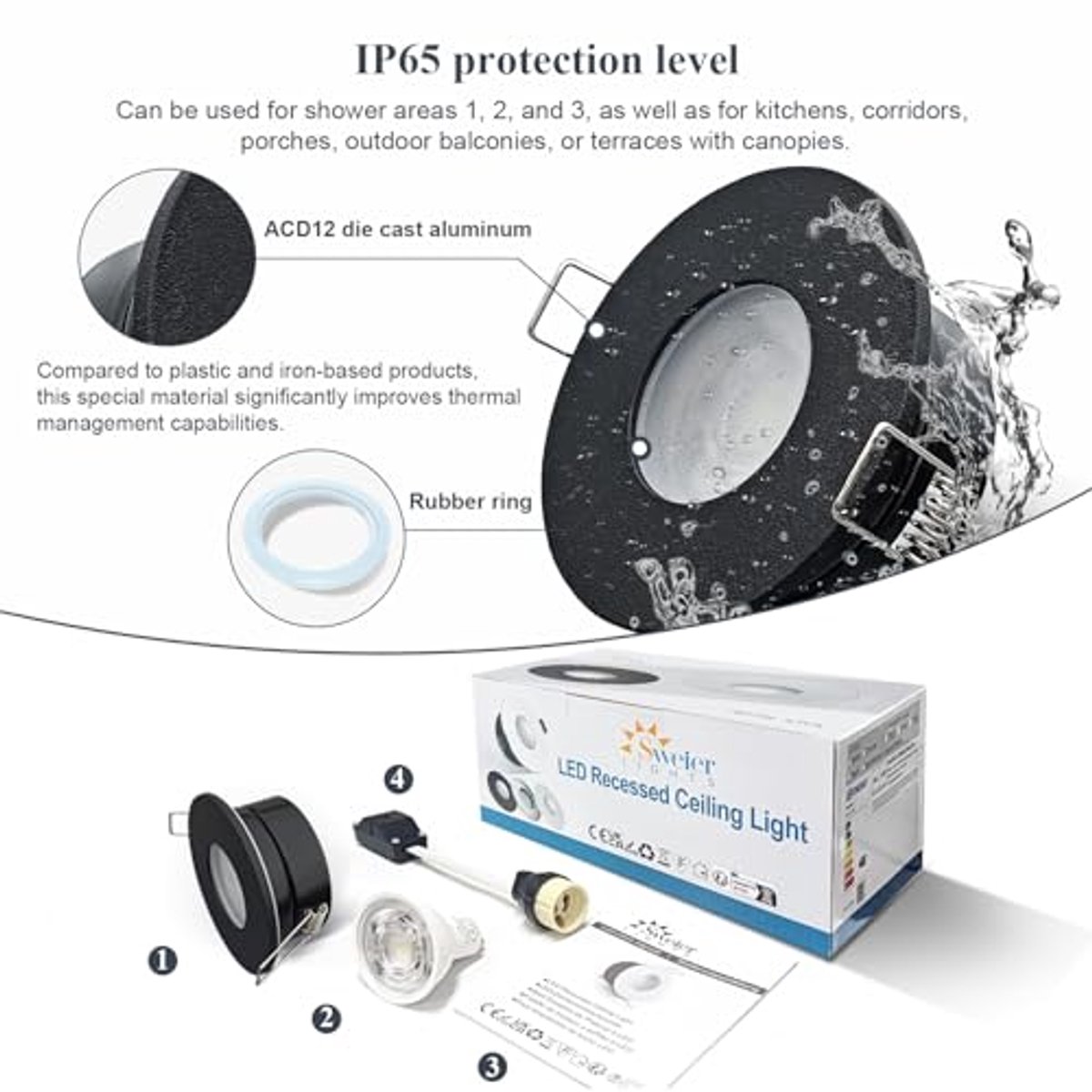 Waterdichte Inbouwspot 5W GU10 - 6000K Koel Wit LED - IP65 Voor Badkamer, Keuken & Woonkamer