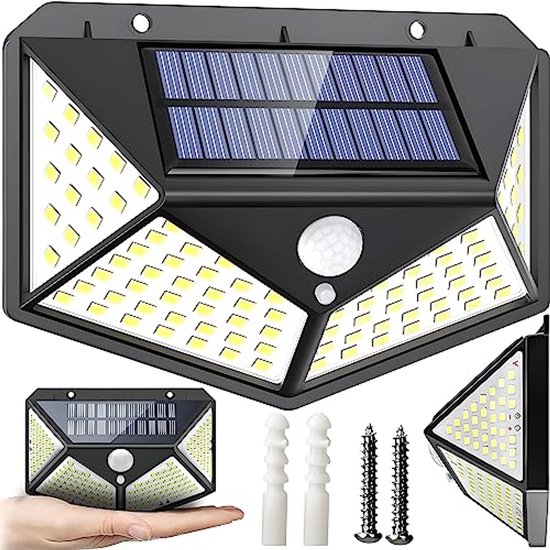 LED LOVERS Buitenlamp Met Bewegingssensor – Solar Wandlamp – Draadloos – Waterdicht (IP44) – 23 LED – 130 Lumen – 8 Meter Bereik