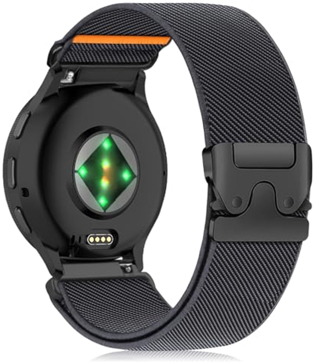 22 mm Nylon Armband voor Garmin Venu 3 en Forerunner 570 - Reserveband met Parachutestijl Sluiting in Donkergrijs