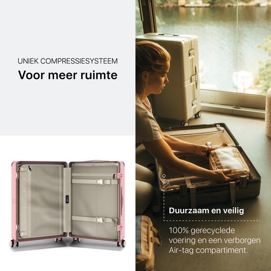 ONYX Hybrid Pro Check-in Koffer Medium 70 Liter - Gerecycled Polycarbonaat en Ritsloos Design - Reiskoffer met TSA slot en Spinner wielen - Candy Pink