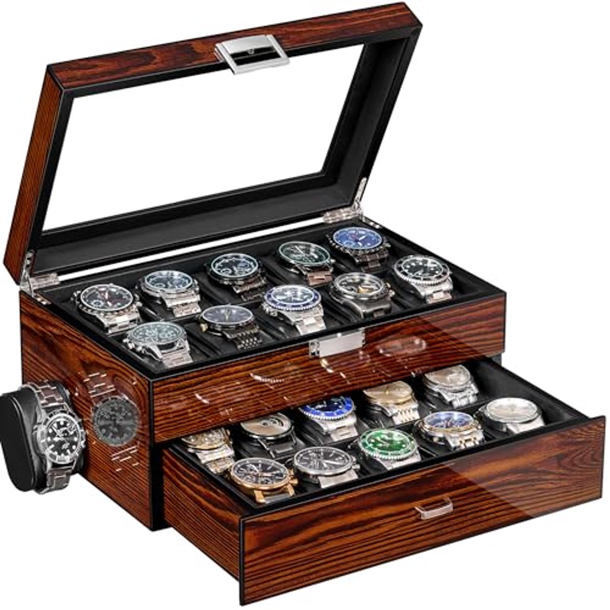 Luxe Horlogedoos met 20 Slots - Elegante Organizer voor Heren