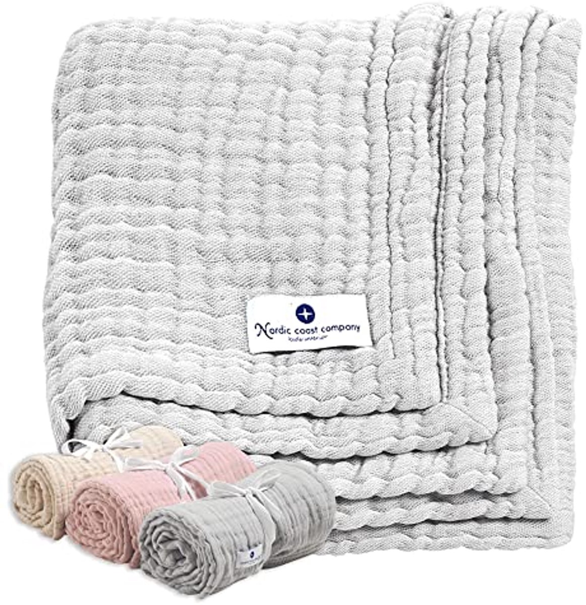 Image of 4-in-1 Mousseline Doek voor Baby - Multifunctionele Babydeken, Inbakerdoek, Spuugdoek en Kruipdeken - Ademend en Zacht Katoen