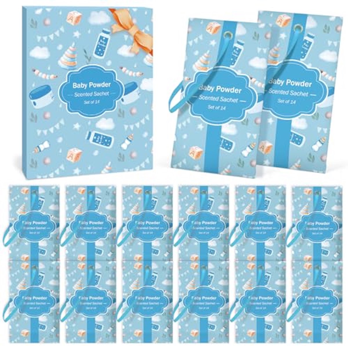 Geurzakjes voor Kleding - Babypoeder Geur, 14 Stuks - Verwijder Geuren en Frisse Kasten