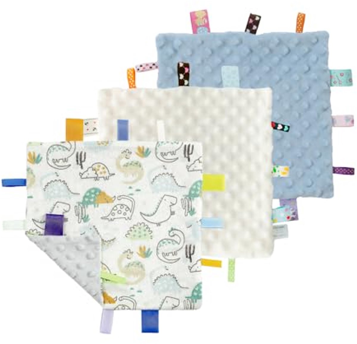 Zachte Zintuiglijke Veiligheidsdeken voor Baby's - Perfect Cadeau voor Verjaardag en Baby Shower - Dinosaurus Design 24x24cm