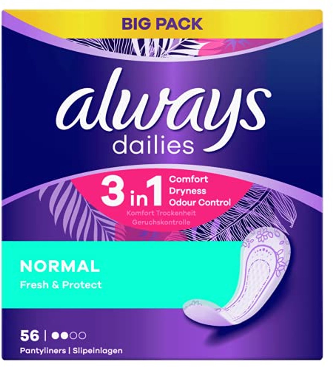Inlegkruisjes Normaal Vers & Beschermend met Frisse Geur - 56 Stuks