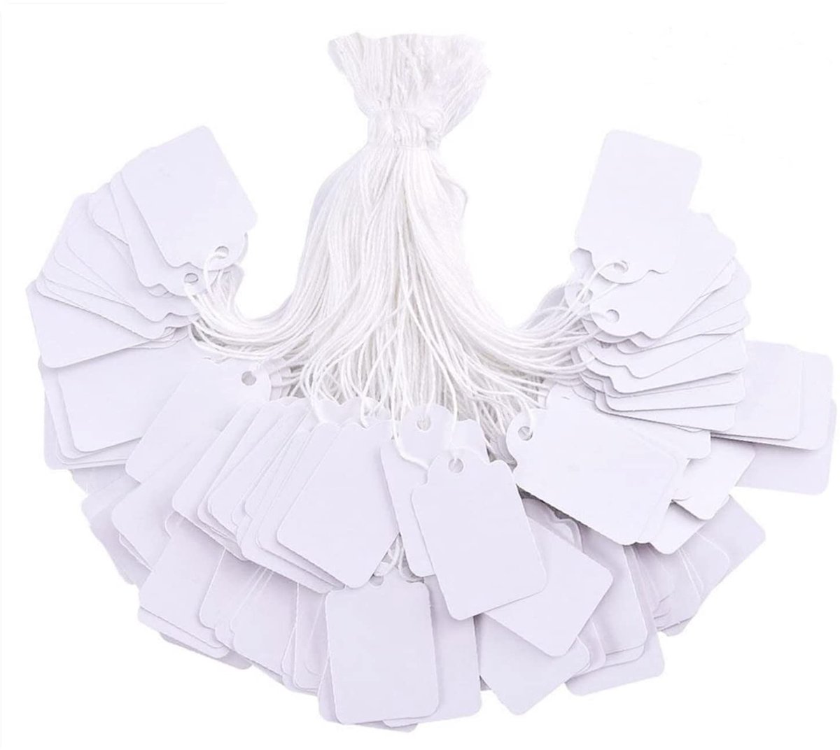 500pcs Kleine Witte Prijslabels met Koord voor Producten - Sieraden - Kleding (25 x 45mm)