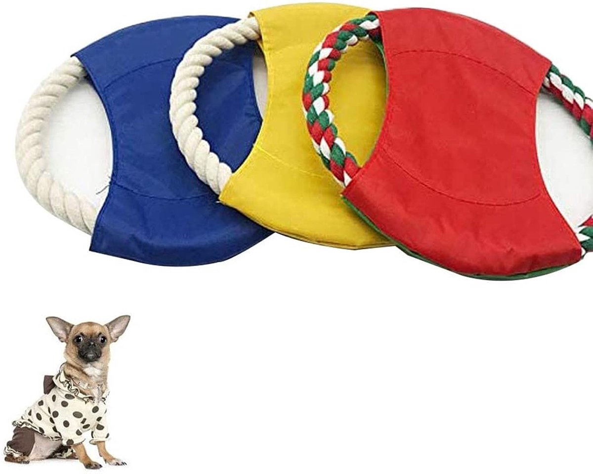 3Pcs Pet Training Frisbee - Interactief Chew en Throw Speelgoed voor Middelgrote en Grote Honden - Random Kleur