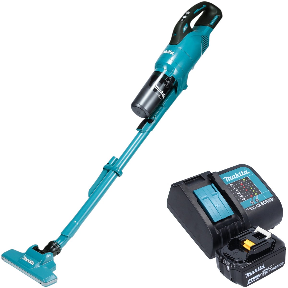 Makita DCL 286 FSM accustofzuiger 18 V 0,25 l borstelloos + 1x accu 4,0 Ah + oplader Turquoise