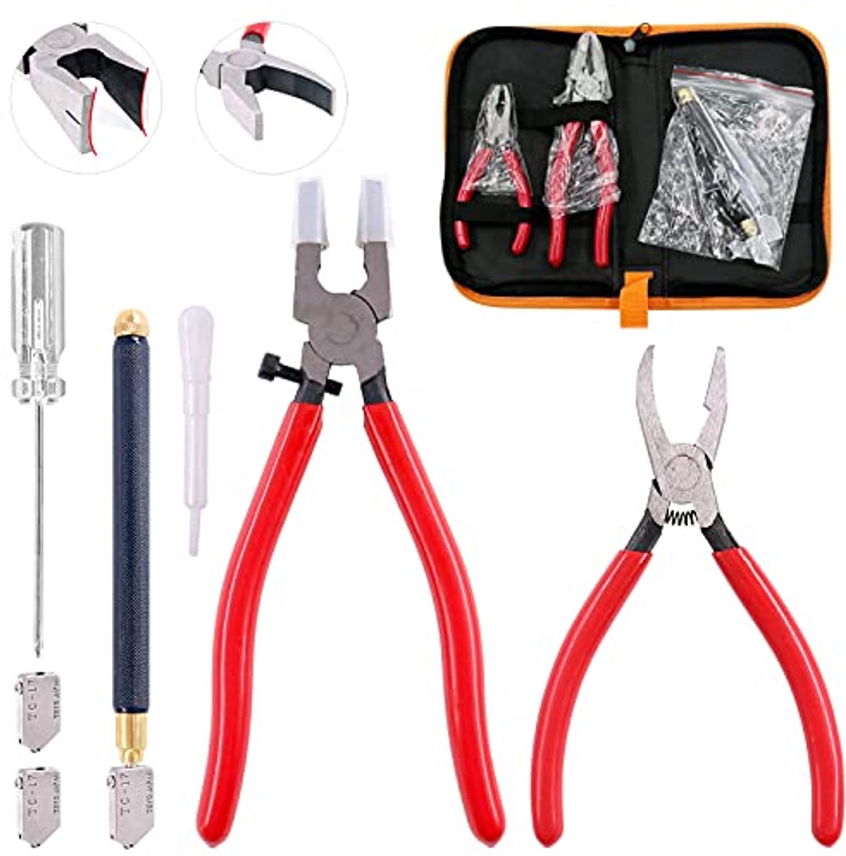 Glassnijdergereedschapsset met 9 stuks - Compleet set voor glas-in-lood werk