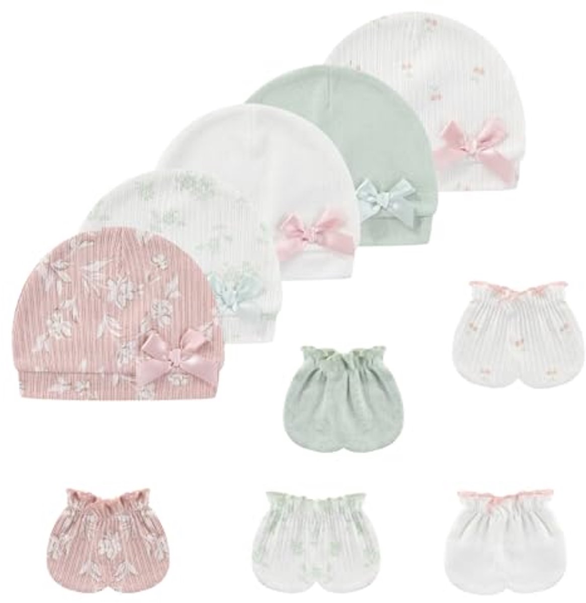 Babymutsen en wantenset voor 0-6 maanden - Katoenen muts en handschoenen zonder krassen