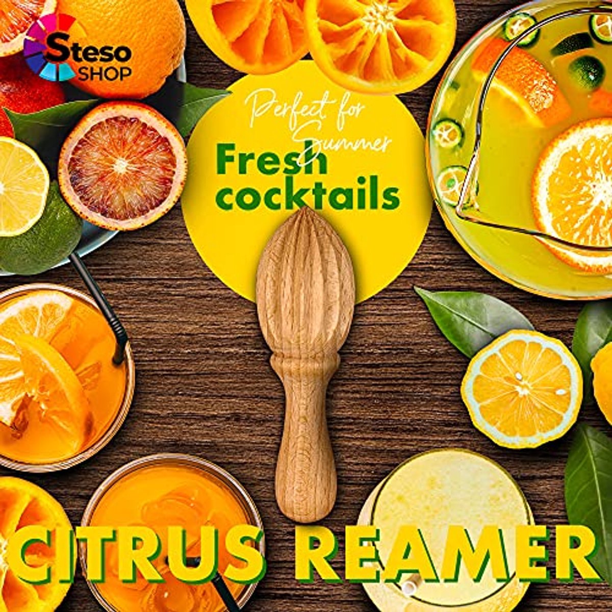 Citrus Handpers - Lemon Squeezer voor Limoen en Sinaasappel - Houten Juicer Pers Manual