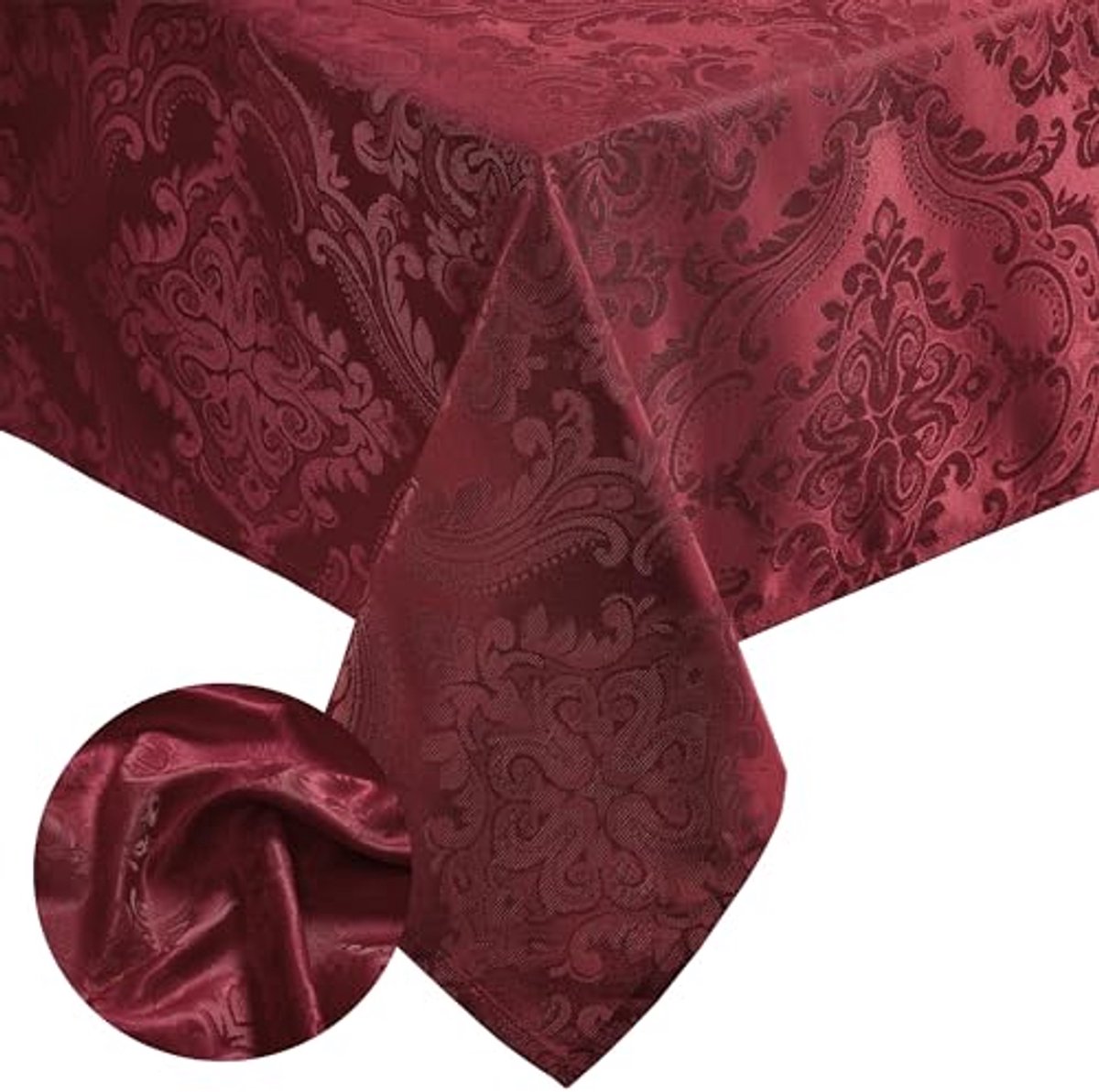 Cranberry Damast Tafelkleed 132x132 cm - Vierkant