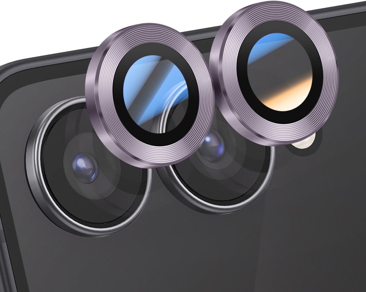 ENKAY, Camerabescherming Geschikt voor Samsung Galaxy Z Flip 7 Dubbele lens, Lichtpaars