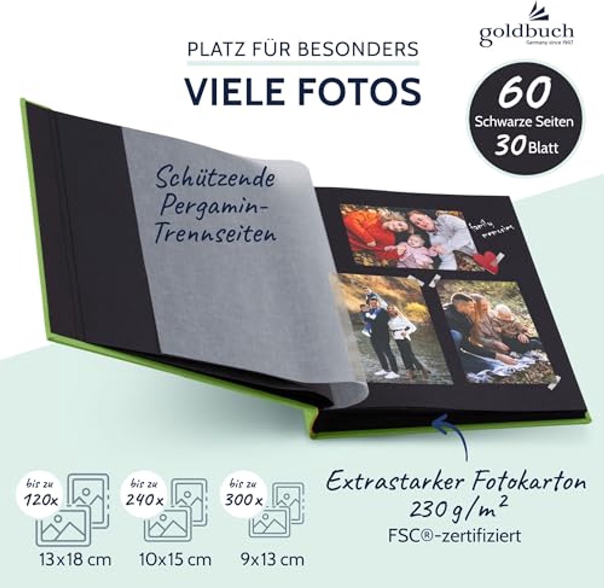 Fotoalbum met Vensteruitsparing - Herinneringsalbum 30 x 31 cm met 60 Zwarte Pagina's