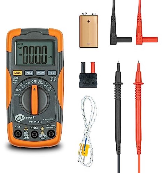Professionele digitale multimeter voor AC/DC met 600 V, weerstand ...