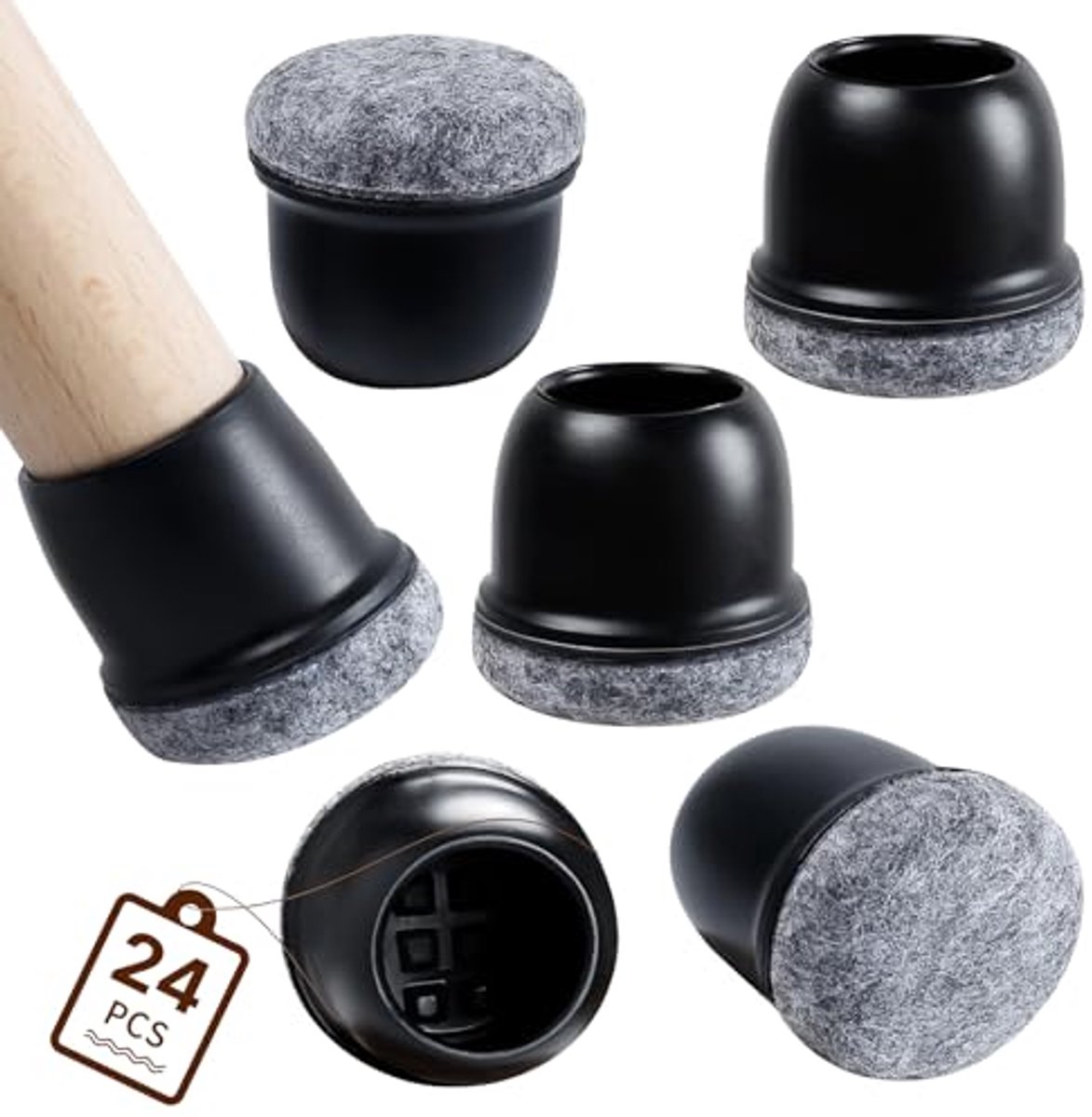 Vloerbeschermers voor stoelen - 24 stuks silicone caps voor hardhout, tegels en laminaatvl