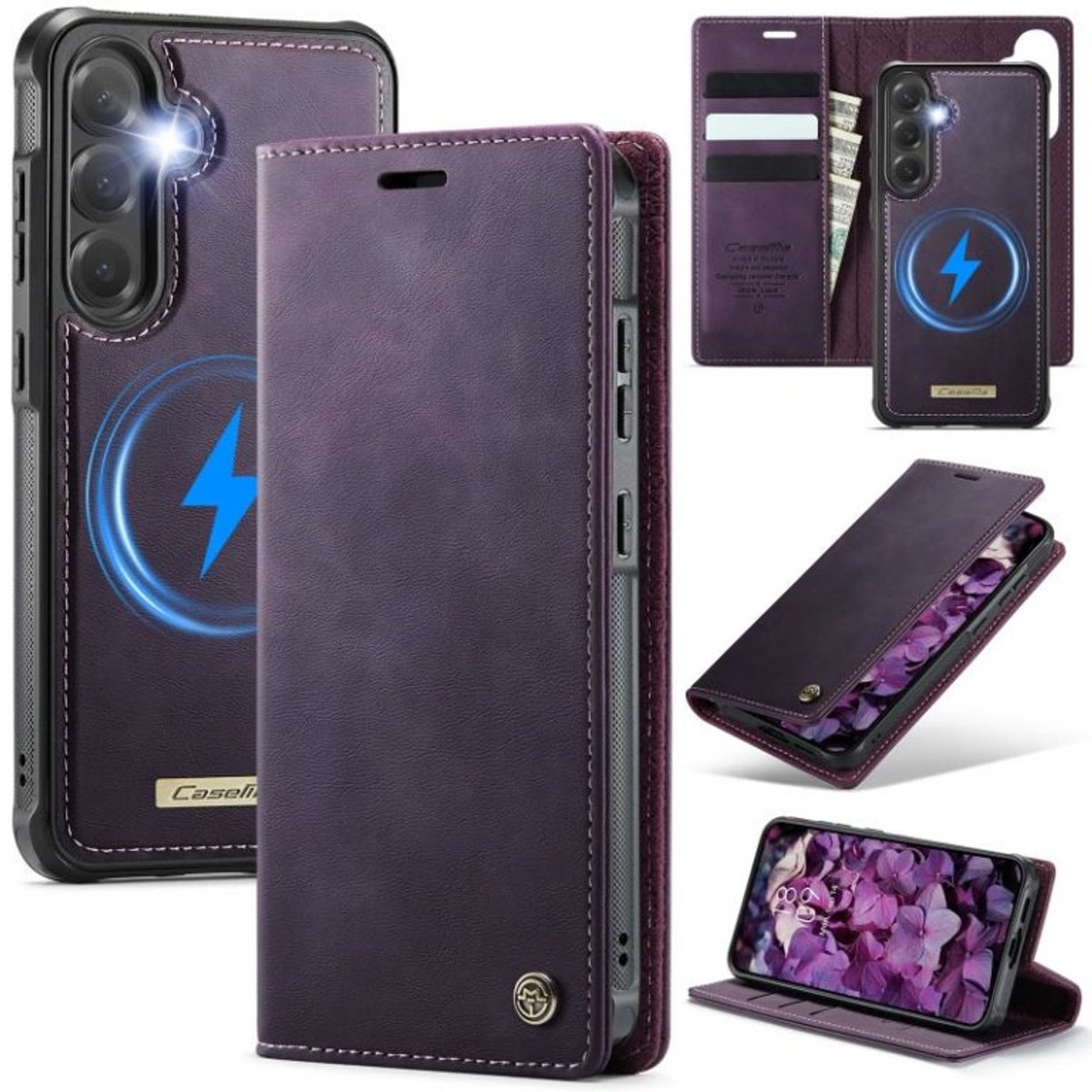 Luxe 2-in-1 Magnetische Afneembare Portemonneehoes + Backcover voor Galaxy S25+ / S24+_ Paars