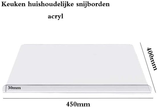 Foto: Acryle snijplank keuken snijplank voor thuisgebruik 45x40 cm grote schimmelwerende antislip doorzichtige snijplank met opstaande rand keuken snijplank voor fruit en groenten