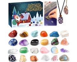 Adventskalender - Adventskalender 2025 - edelsteen - mineralen - stenen - 24 dagen - Kerstmis - countdown - adventskalender voor meisjes en jongens（26*18*3.5cm）