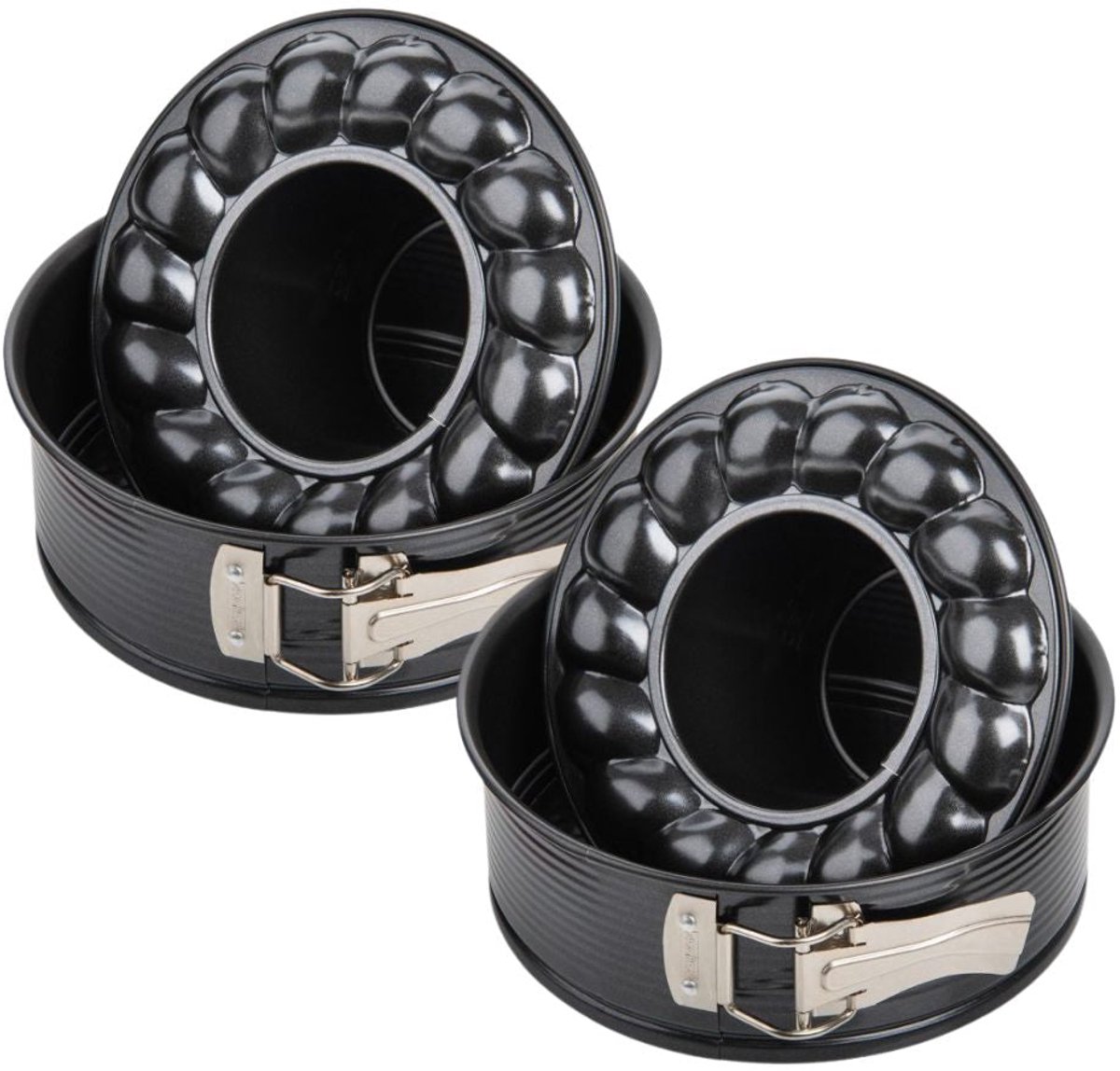 Set van 2 springvormen met scharnier en savarinbodem 18 cm Zenker Black Metallic